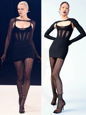 Mugler‎ x H&M Corset Mini Dress Black Bodycon Sheer NWT Size S